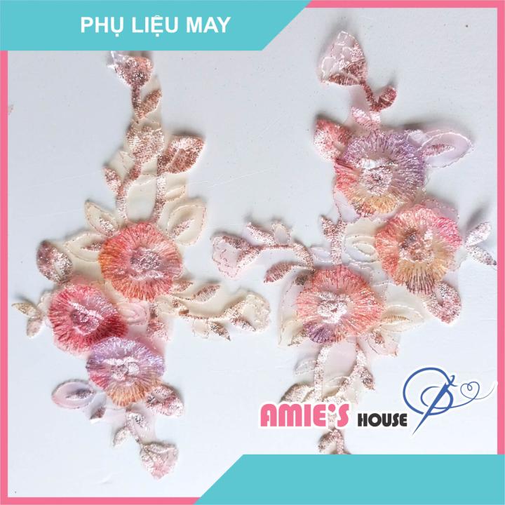 (2 miếng) Miếng Vá, miếng đắp 3D thêu 7 màu Trang Trí Phù Hiệu May Đắp Vải Quần Áo